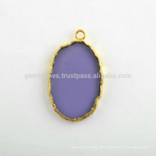 Natürliche Best Quality Amethyst Quarz Slice Edelstein Lünette Charm Handmade Gold überzogen Sterling Silber Bezel Charm Hersteller